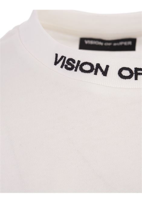 White T-Shirt With Embroidered Red Flames VISION OF SUPER | VS00849BIANCO